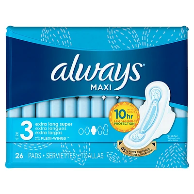 Always Maxi Extra Pads - Size 3 Extra Long Super - 26s