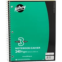 Hilroy Three Subject Notebook - 10.5 x 8 - 240 page