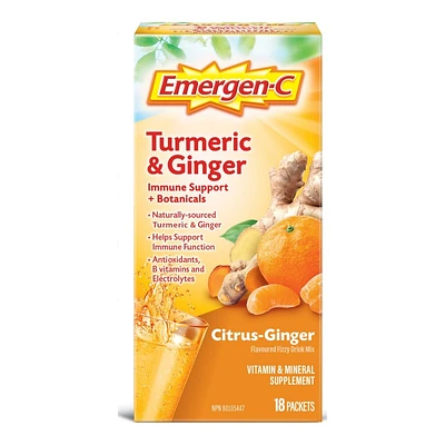 Emergen-C Drink Mix Packets - Turmeric & Ginger - 18's
