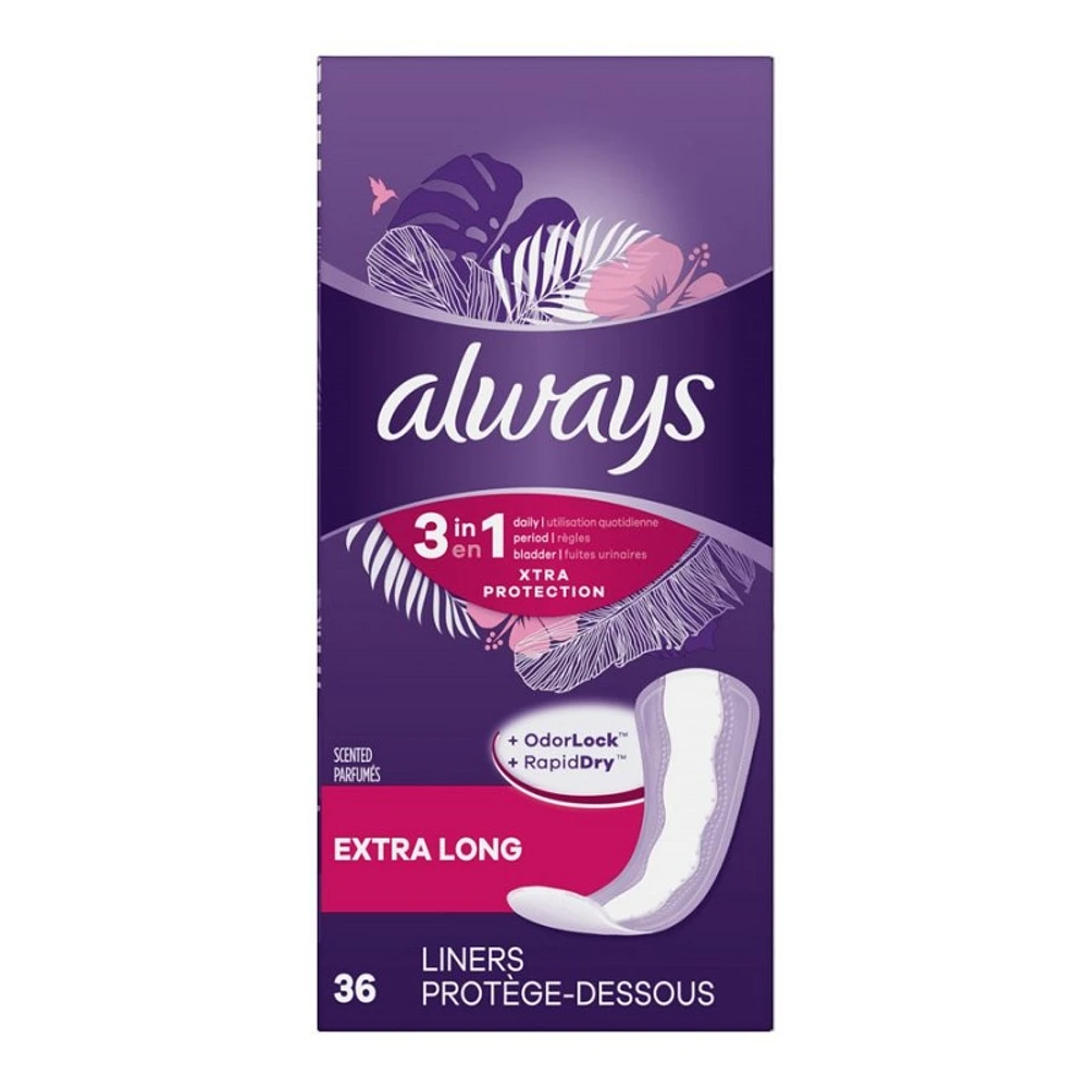 Always Xtra Protection 3-in-1 Pantyliners - Extra Long - 36's