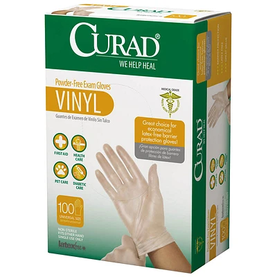 Curad Powder Free Vinyl Gloves - 100s