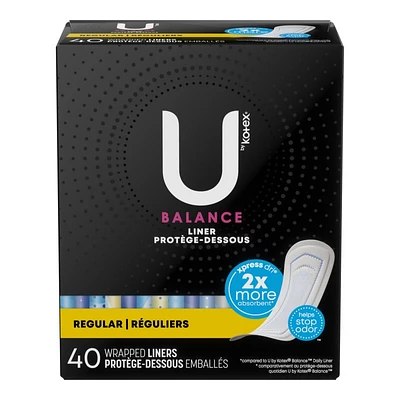 U by Kotex Balance Daily Wrapped Wrapped Pantyliners - Regular - 40s