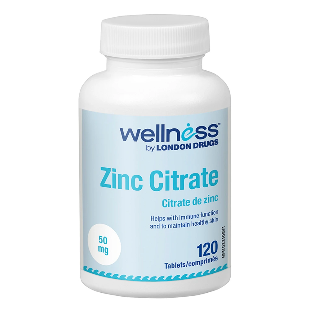 Wellness by London Drugs Zinc Citrate - 50mg - 120s