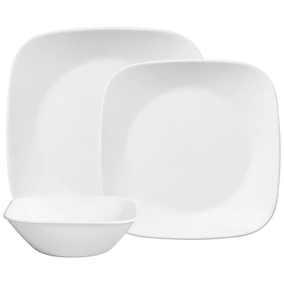 Corelle Dinnerware Set - Pure White - Square / 12 piece