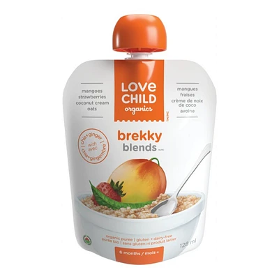 Love Child Organics Puree - Mangoes, Strawberries and Coconut Cream - 128 ml
