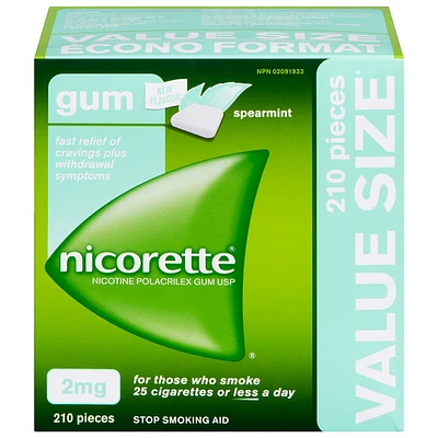 Nicorette Nicotine Gum - Spearmint - 2mg - 210s