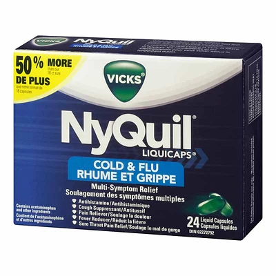 Vicks Nyquil Liquicaps for Colds and Flu - 24s