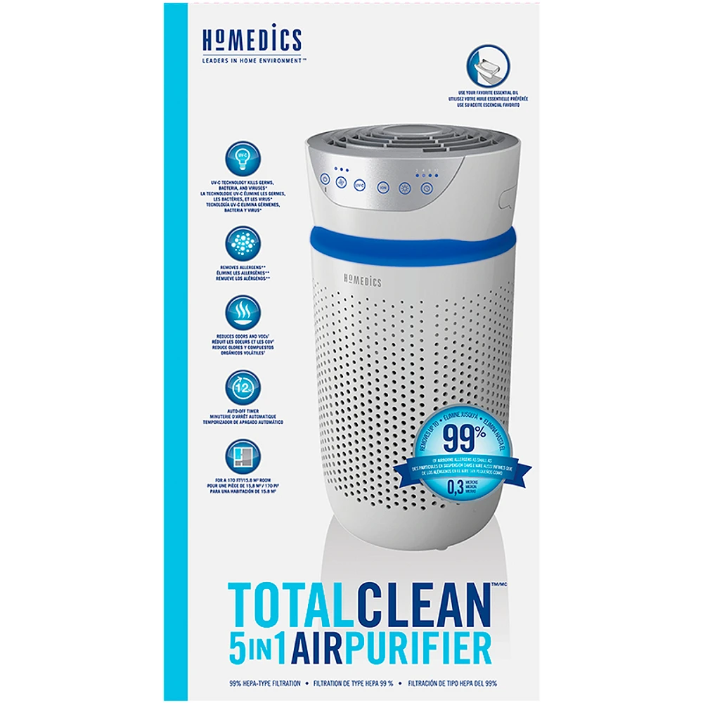 HoMedics TotalClean 5-in-1 Air Purifier Tower - White - AP-T20WT-CA