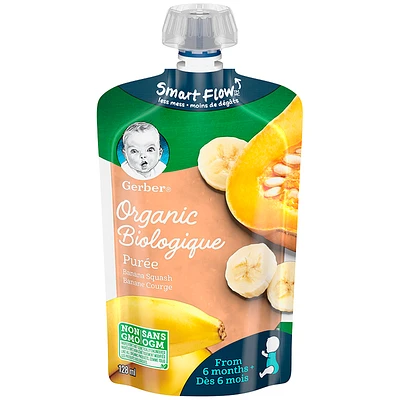 Gerber Organic Puree - Banana/Squash - 128ml