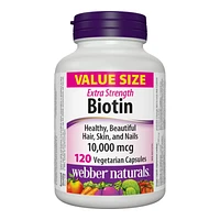 Webber Naturals Value Size Extra Strength Biotin Capsules - 10000mcg - 120's