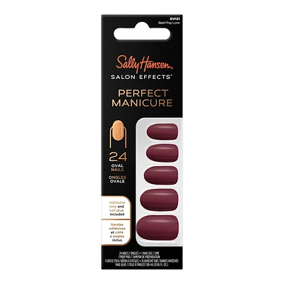 Sally Hansen Salon Effects Perfect Manicure False Nails Kit - Oval - Beet Pray Love (121) - 24's