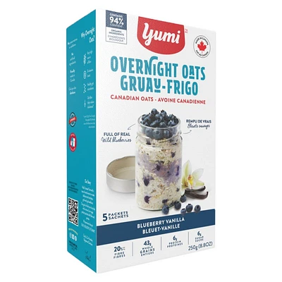 Yumi Organic Blueberry Vanilla Overnight Oats - 5 pack/250g