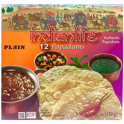 Indianlife Papadums - Plain - 12s