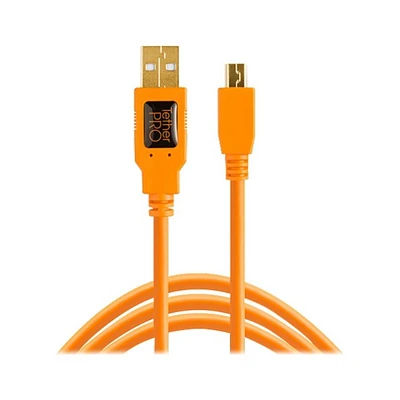 Tether Tools TetherPro USB-A to mini-USB Cable - High Visibility Orange - 4.6m
