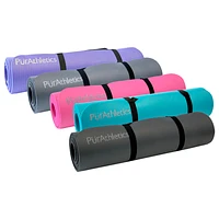 PurAthletics Exercise and Pilates 10mm Mat - Black - 9.4 x 23.6cm