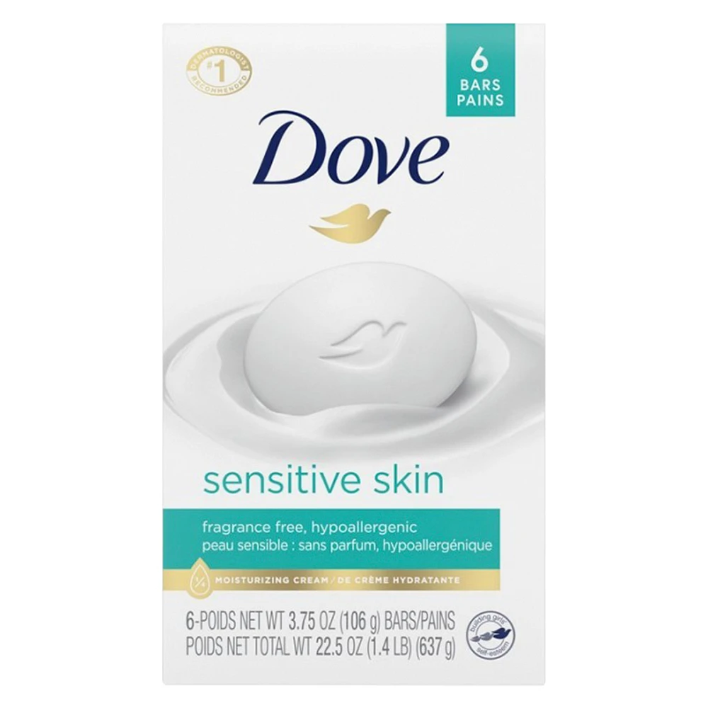 Dove Sensitive Skin Beauty Bar - Fragrance Free - 6 x 106g