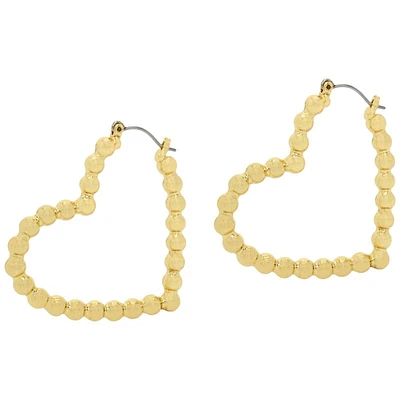 Steve Madden MTL Bead Heart Hoo Earring - Gold