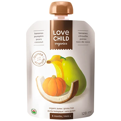 Love Child Organics Puree - Banana, Pumpkin, Pear and Coconut - 128ml