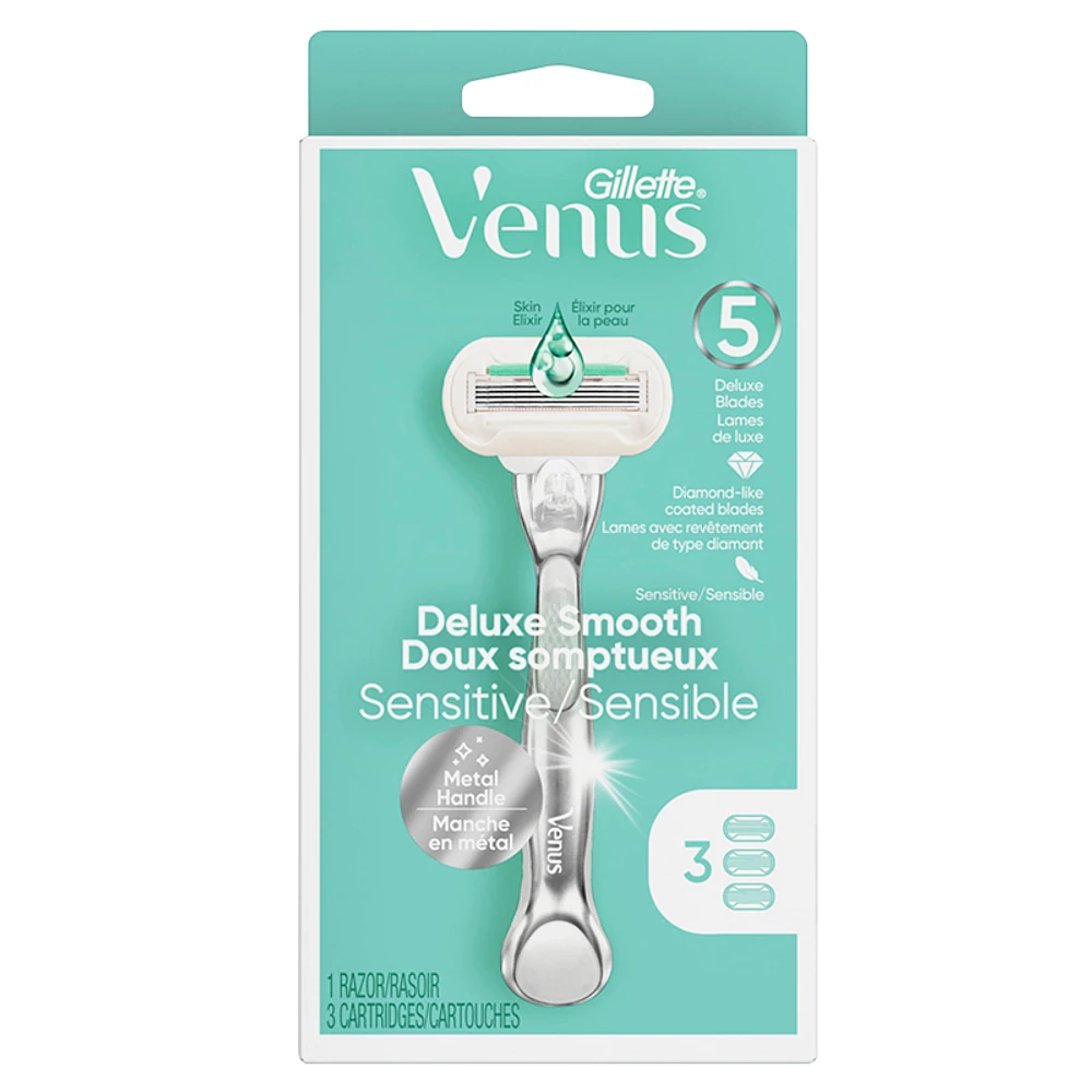 Gillette Venus Deluxe Smooth Sensitive Women's Razor + 3 Cartridges