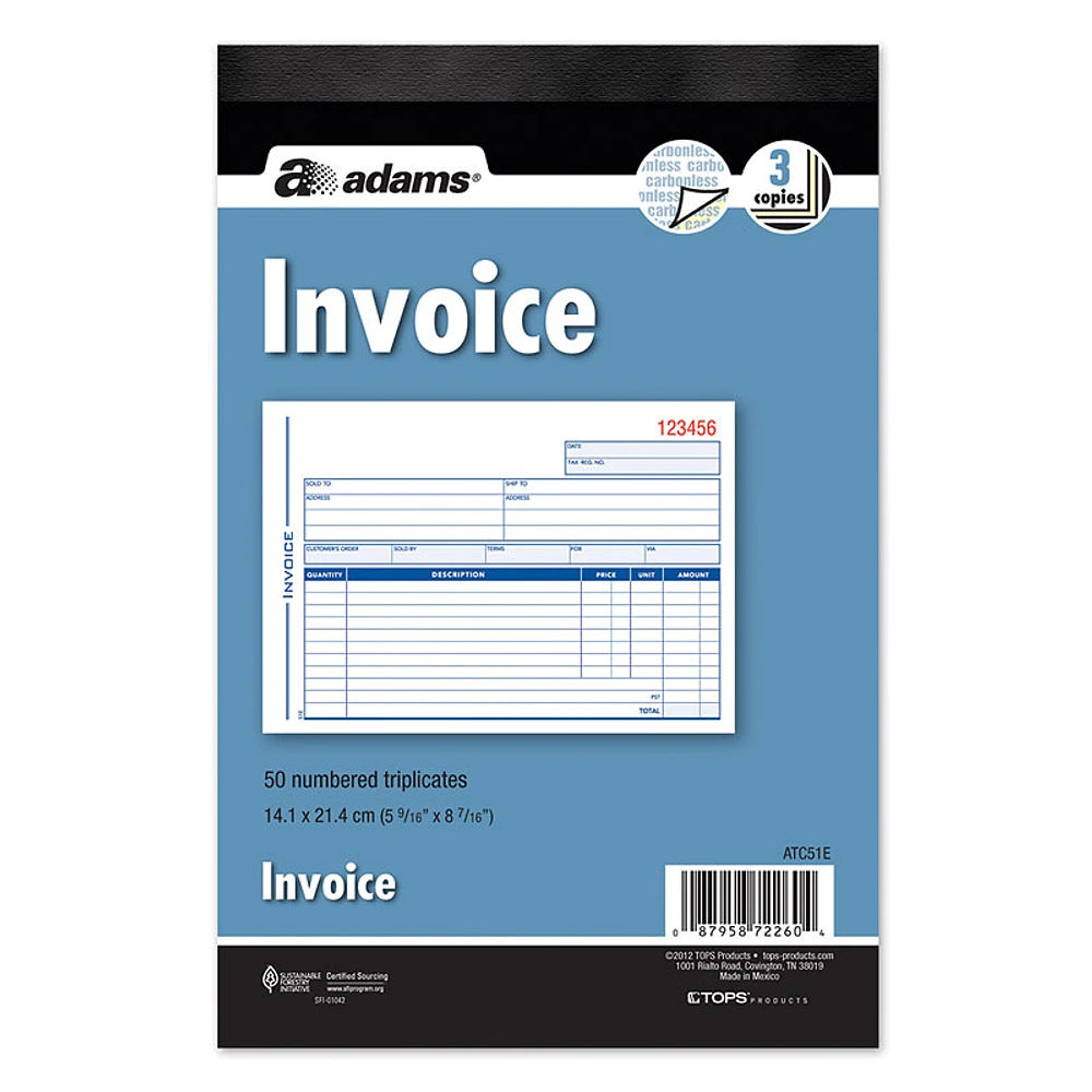 Adams Invoice Book - 3 Part - 50s