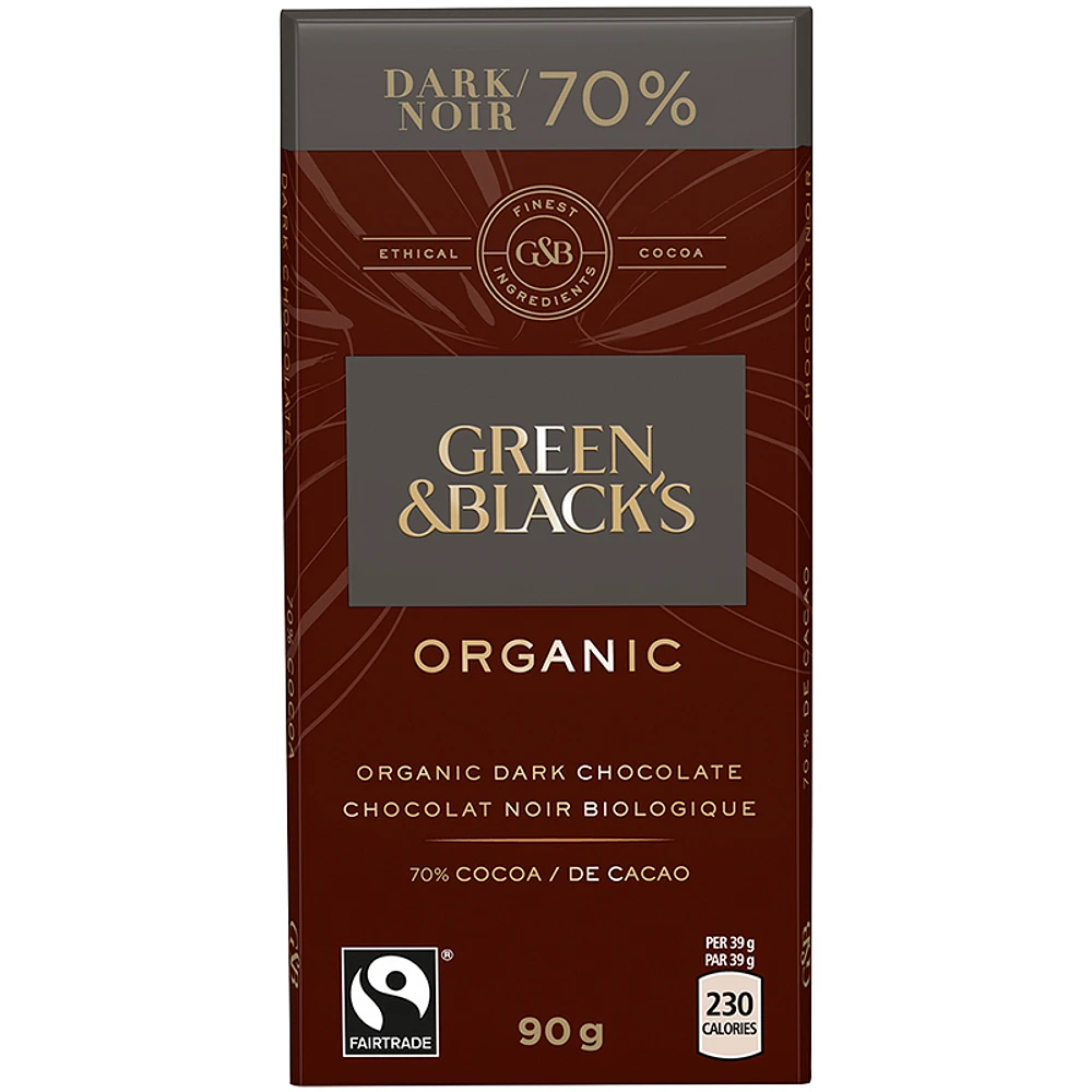 Green & Black's Organic Chocolate - 70% Dark - 90g