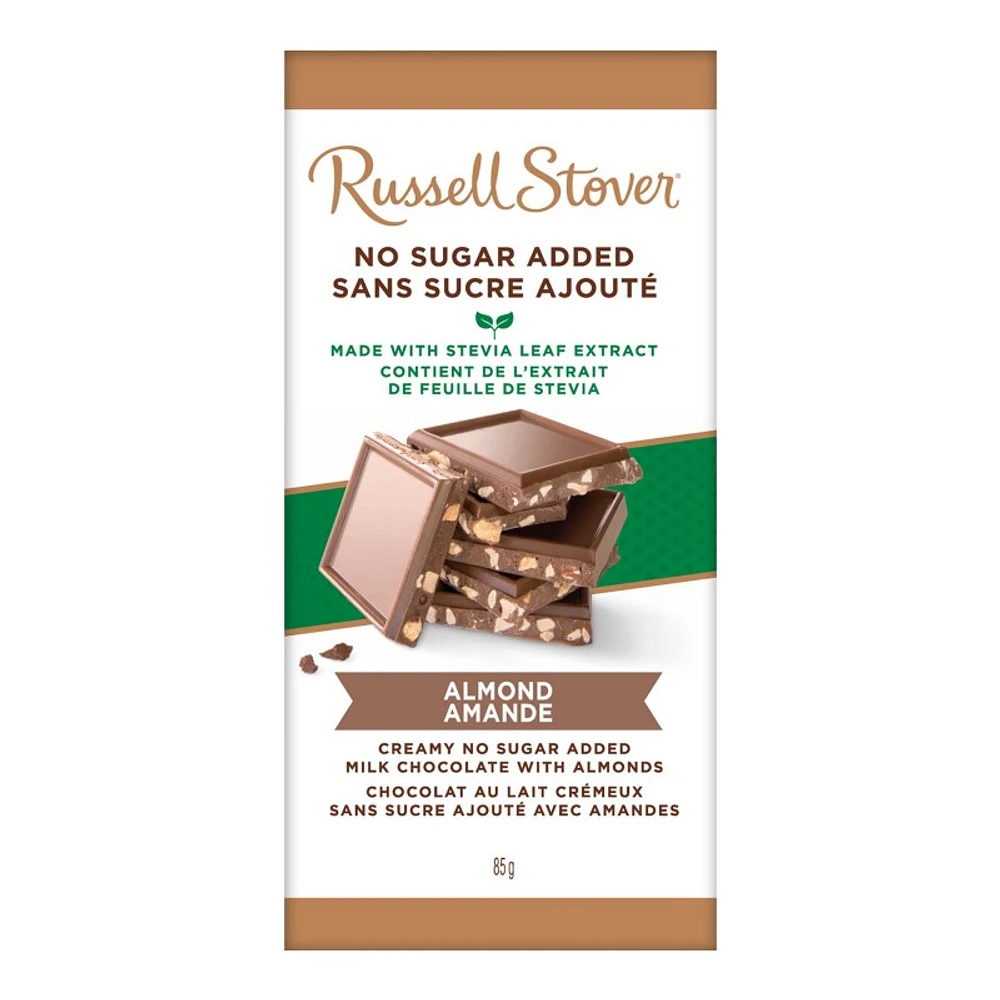 Russel Stover Sugar Free Chocolate Almond Tile Bar - 85g