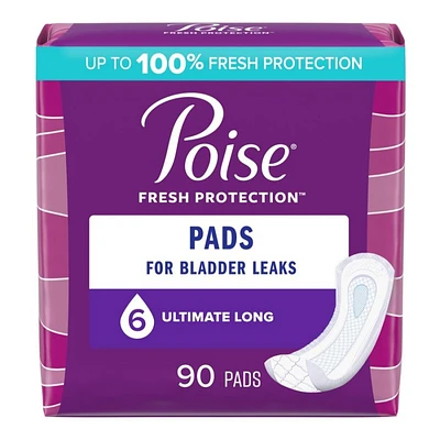 Poise Incontinence & Postpartum Long Length Pads - Ultimate Absorbency - 90 Count