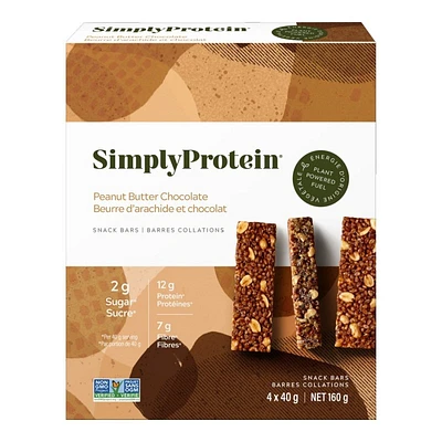 SimplyProtein Plant-Based Snack Bars - Peanut Butter Chocolate - 4 x 40g