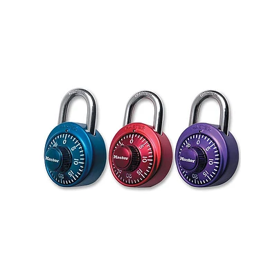 Master Lock Dial Combination Padlock - 3 pack - Mini - Assorted