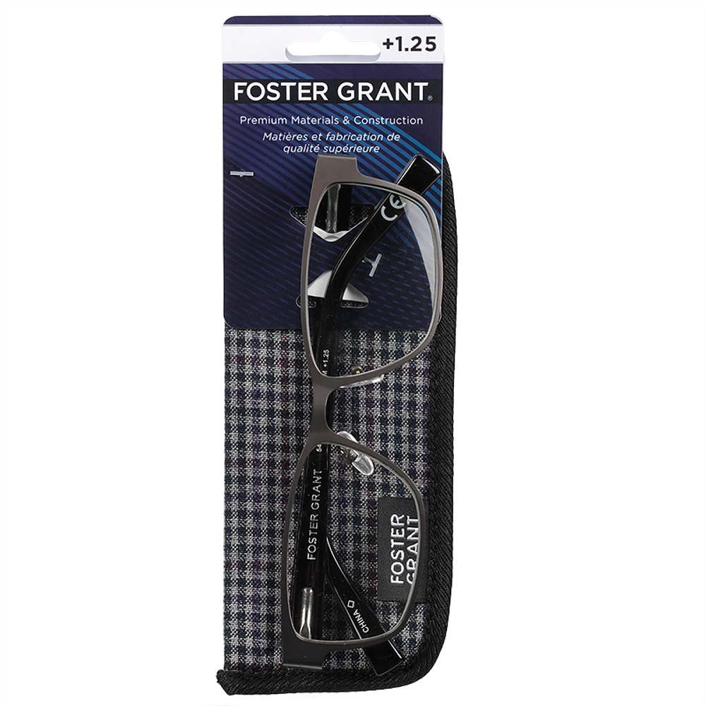 Foster Grant Bryce Gun Reading Glasses with Case
