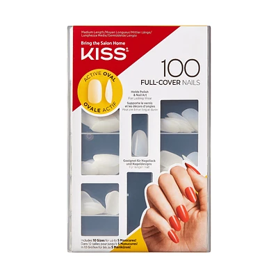 Kiss Salon Full-Cover Nails - Active Oval - 100s