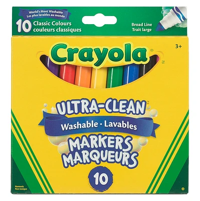 Crayola Ultra-Clean Washable Broad Line Markers - 10 pack