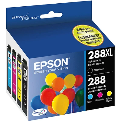 Epson 288XL/288 DuraBrite Ultra Ink - 4 pack - T288XL-BCS