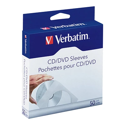 Verbatim - CD/DVD Sleeves - 50 Pack - White - 70126