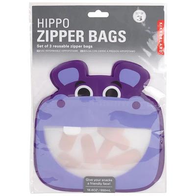Kikkerland Zipper Bags - Hippo