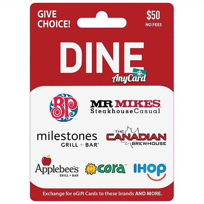 Any Card Dine West $50 Gift Card
