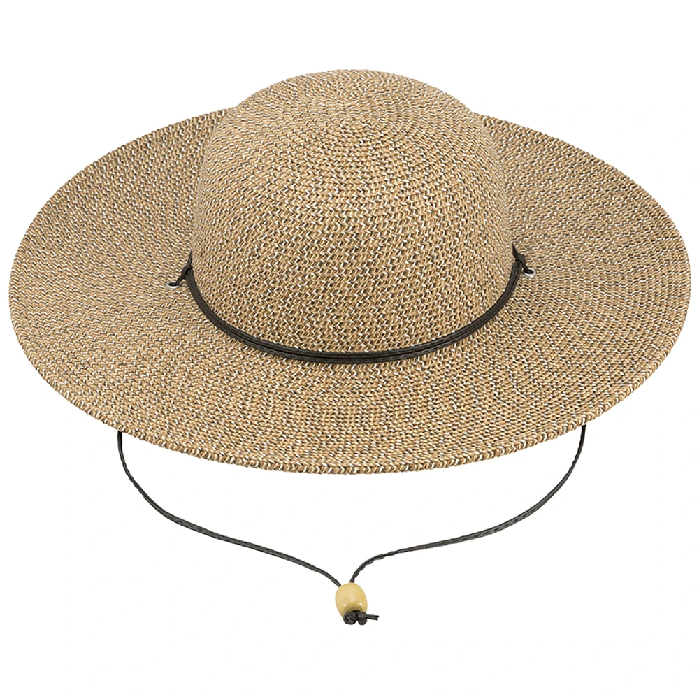 Bellezza Wide Brim Straw Hat with String - Brown - Assorted