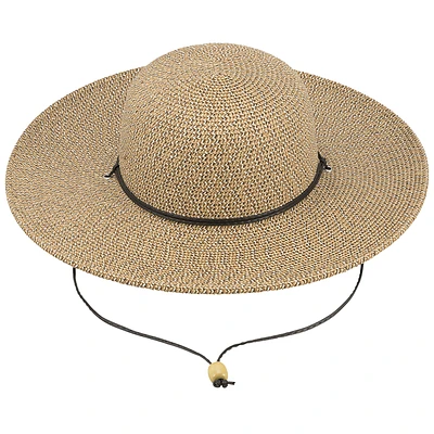 Bellezza Wide Brim Straw Hat with String - Brown - Assorted