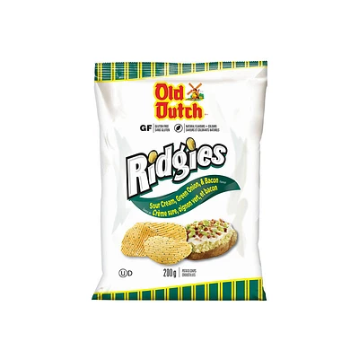 Old Dutch Ridgies Sour Cream & Bacon Potato Chips - Green Onion - 200g