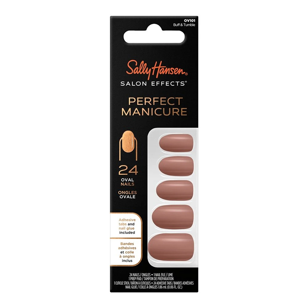 Sally Hansen Salon Effects Perfect Manicure False Nails Kit - Oval - Buff & Tumble (101) - 24's