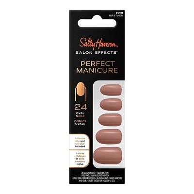 Sally Hansen Salon Effects Perfect Manicure False Nails Kit - Oval - Buff & Tumble (101) - 24's