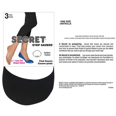 Secret Cotton Shoe Liner - One Size - 3pack