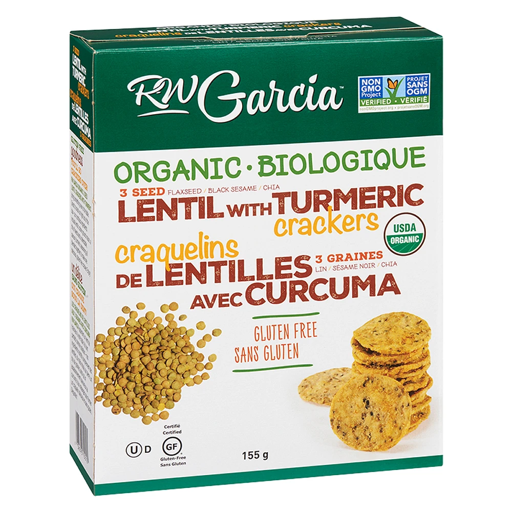 RW Garcia Organic Crackers - Lentil and Turmeric - 155g