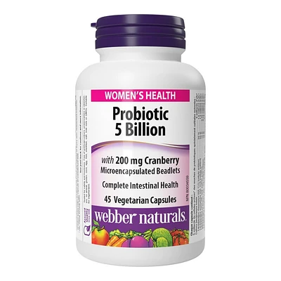 Webber Naturals Probiotic 5 Billion with Cranberry Vegetarian Capsules - 45s