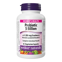 Webber Naturals Probiotic 5 Billion with Cranberry Vegetarian Capsules - 45s