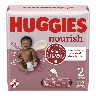 Huggies Nourish 4 in 1 Baby Cleaning Wipes - Disney The Lion King - 2 x 56 Count