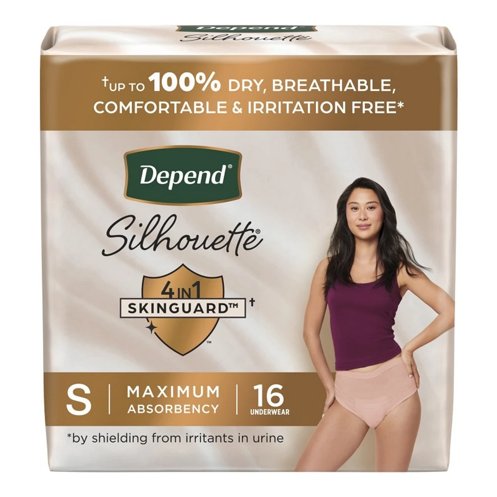 Depend Silhouette Incontinence Pants for Women - Maximum - Small - Black, Pink, Berry - 16's