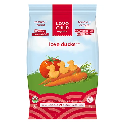 Love Child Organics Love Ducks Corn Snacks - Tomato + Carrot - 30g
