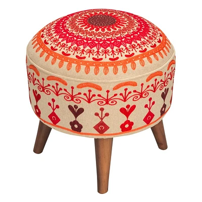 Collection by London Drugs Embroidery Foot Stool - Kulfi - 40X45CM