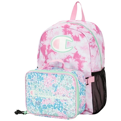 Champion Backpack & Lunch Kit Combo - Blue/Pink - One Size